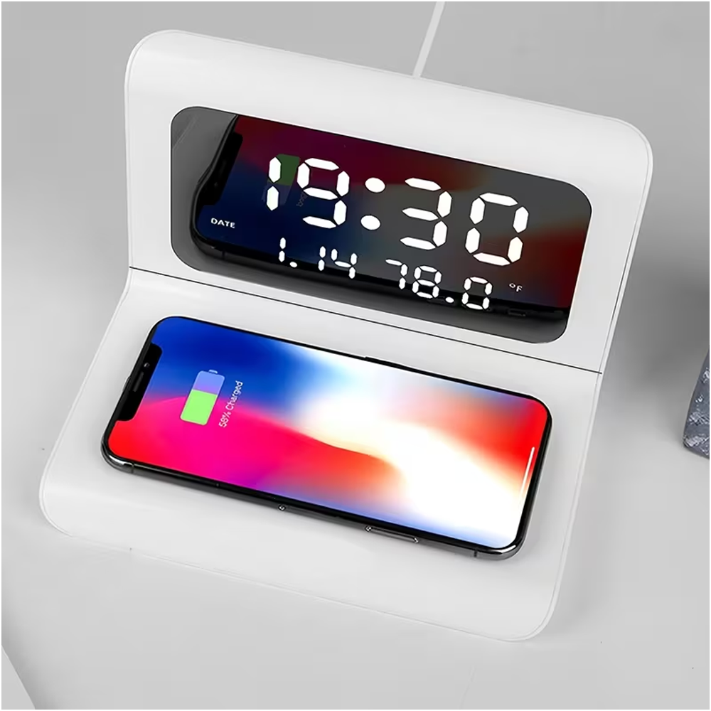 Home Security Wireless - Base de Carga Inalámbrica con Reloj