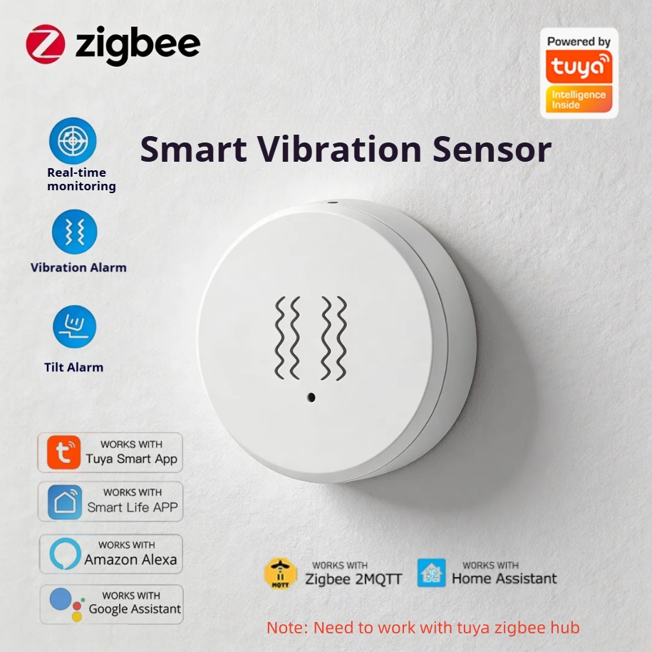 Home Security App - Sensor de Vibración Inteligente Tuya Zigbee,