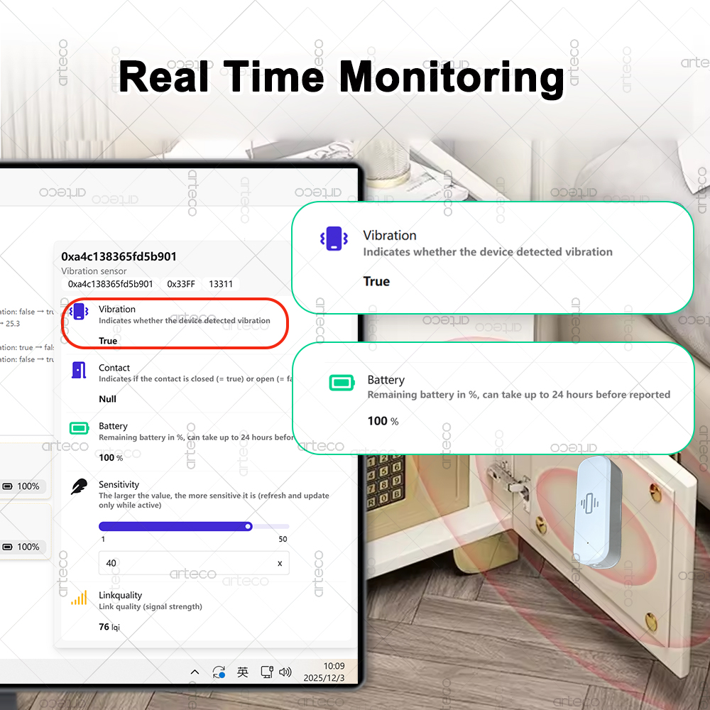 Sensor de vibración inteligent - Home Security And Monitoring reseña y precio