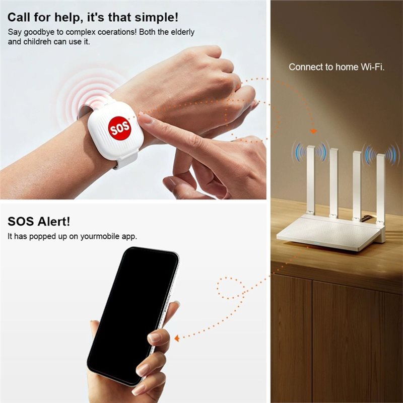 Botón de pánico SOS Wifi ABJF- - Home Security Devices reseña y precio