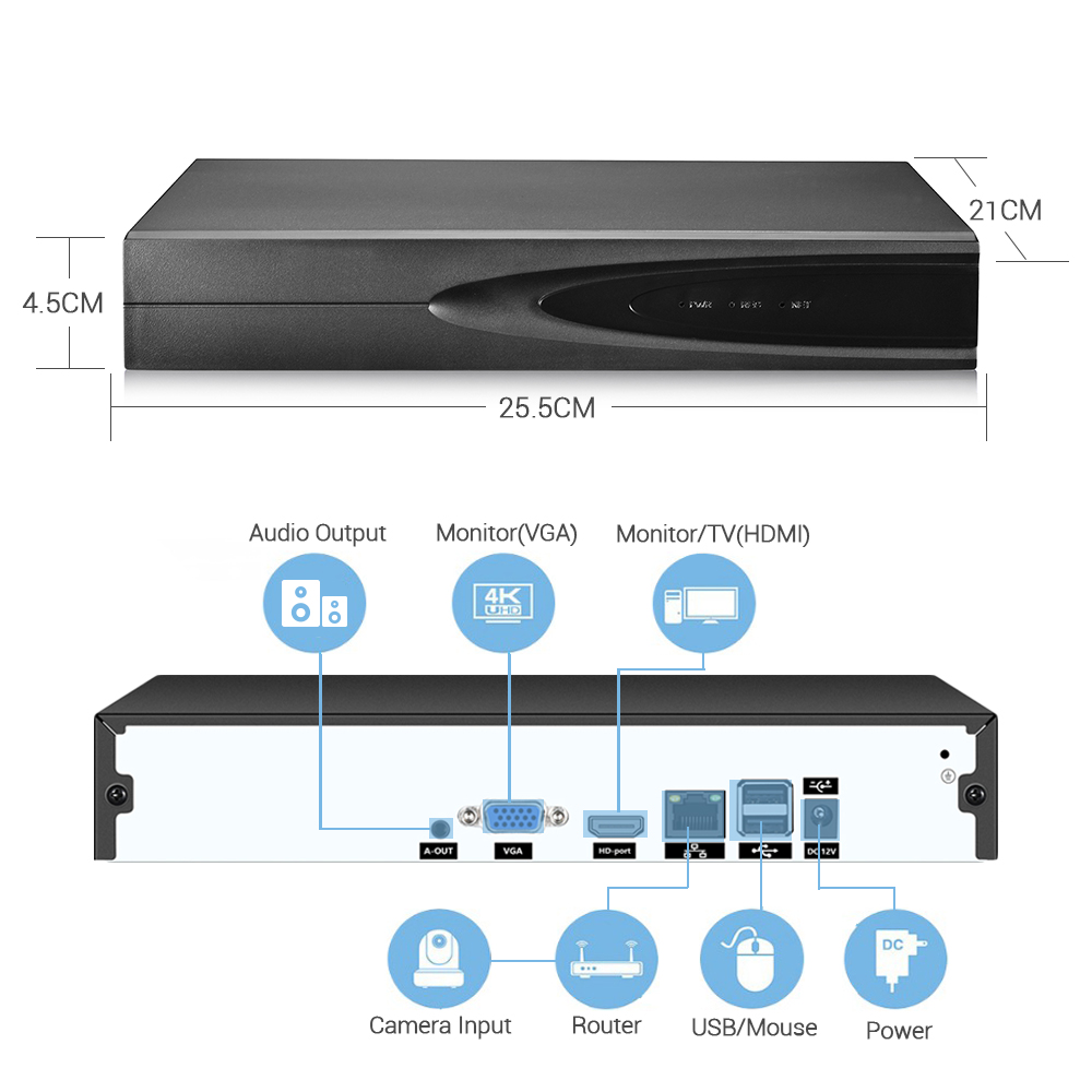NVR CCTV 4K ONVIF de 36/16/10  - Home Security Systems With Cameras reseña y precio